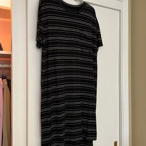 Daily Ritual Pocket T-Shirt Dress Black and White Stripe Size L